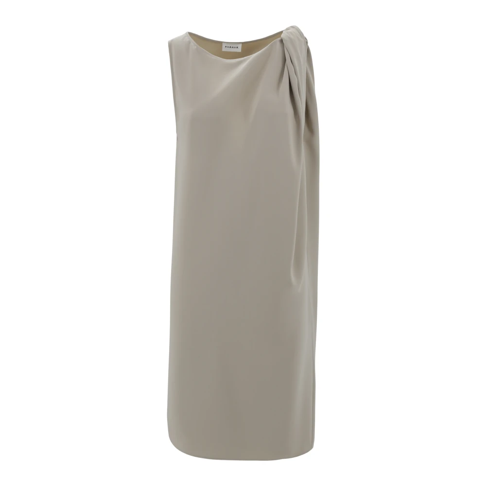 P.a.r.o.s.h. Beige Midi Jurk met Gedrapeerd Detail Beige Dames