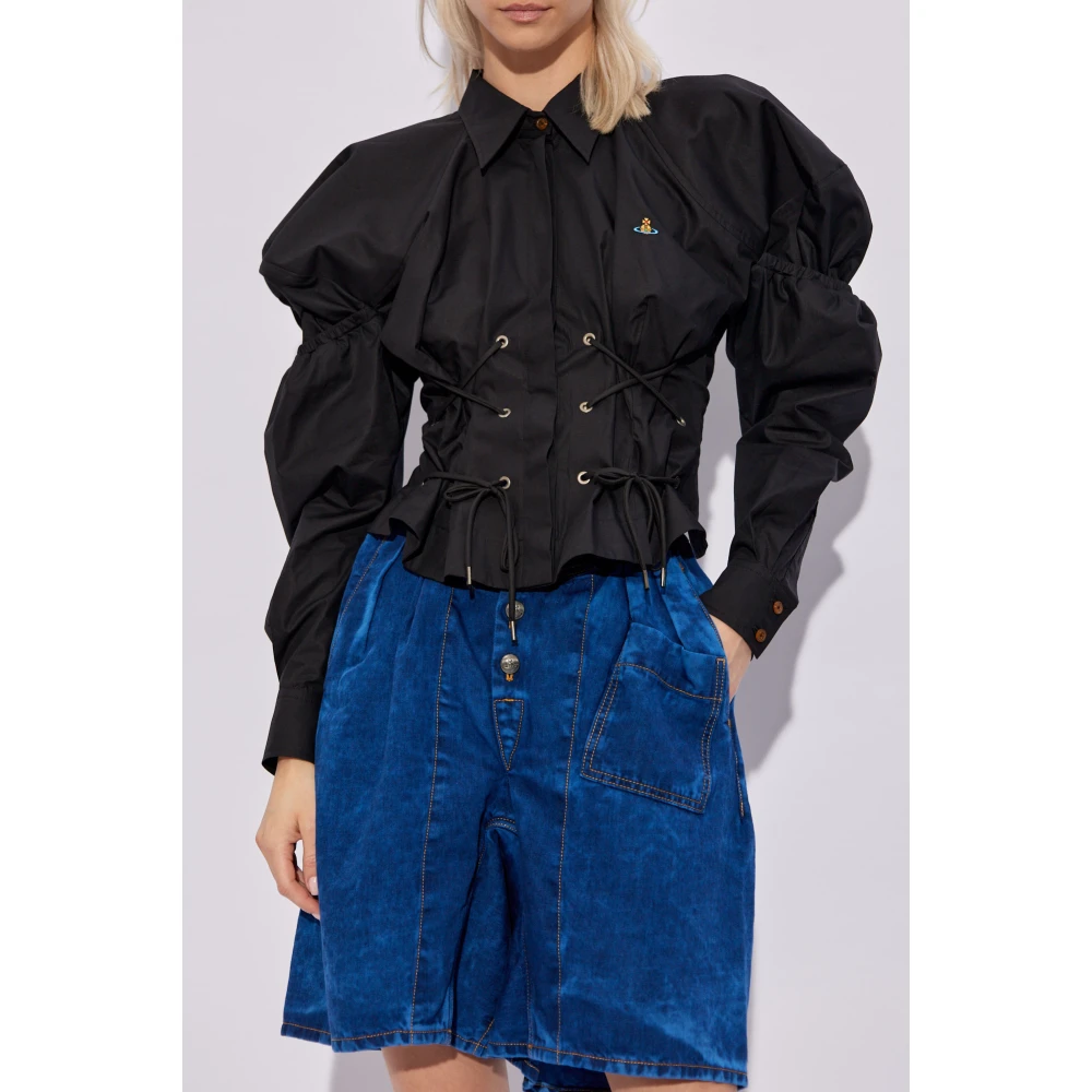 Vivienne Westwood shirt met decoratieve vetersluiting Black Dames
