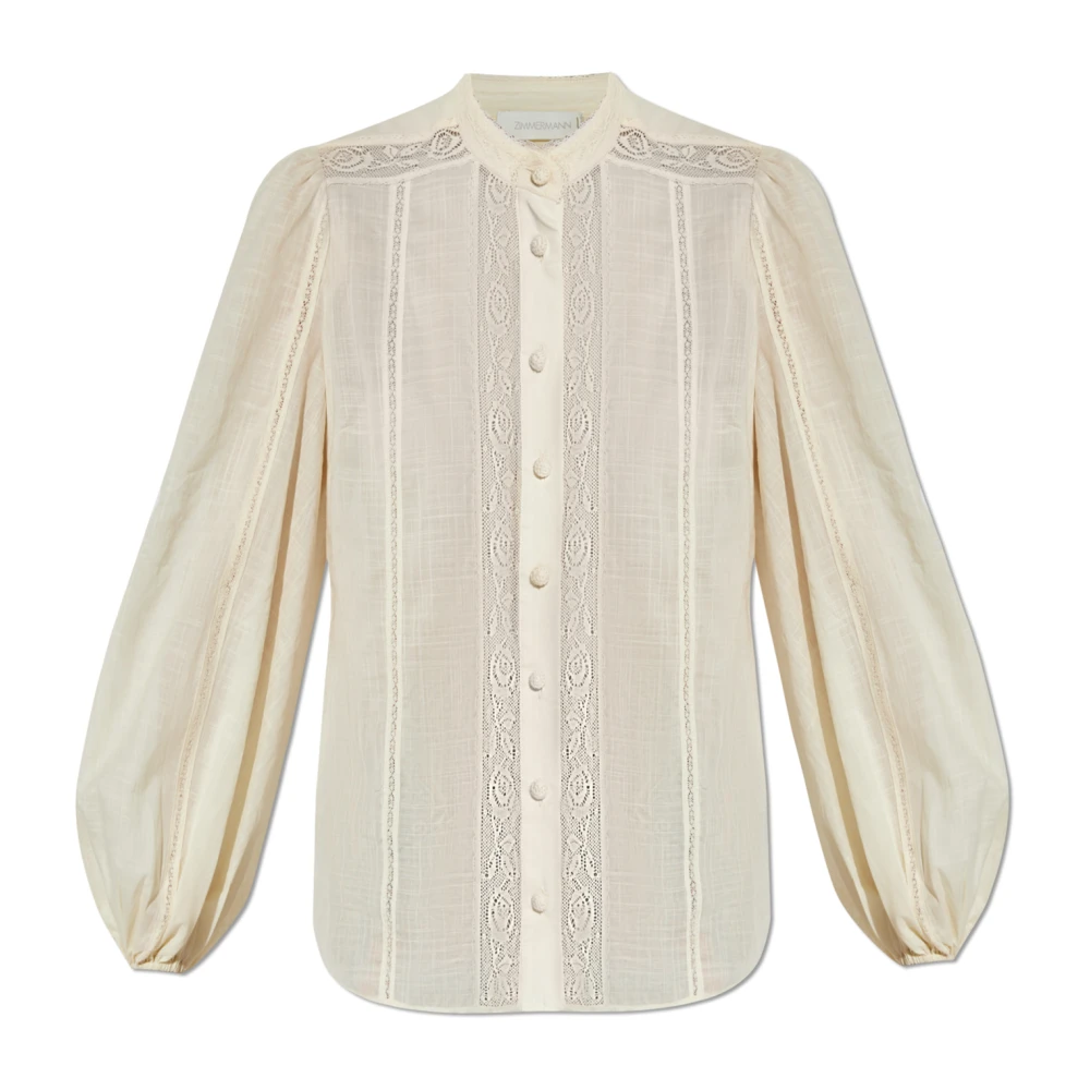 Zimmermann Staande Kraag Shirt Beige Dames