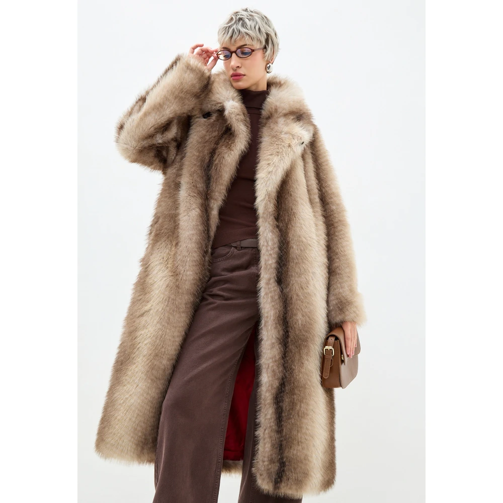 Cesare Gaspari Luxe Nep Bontjas Natalie Bruin Brown Dames