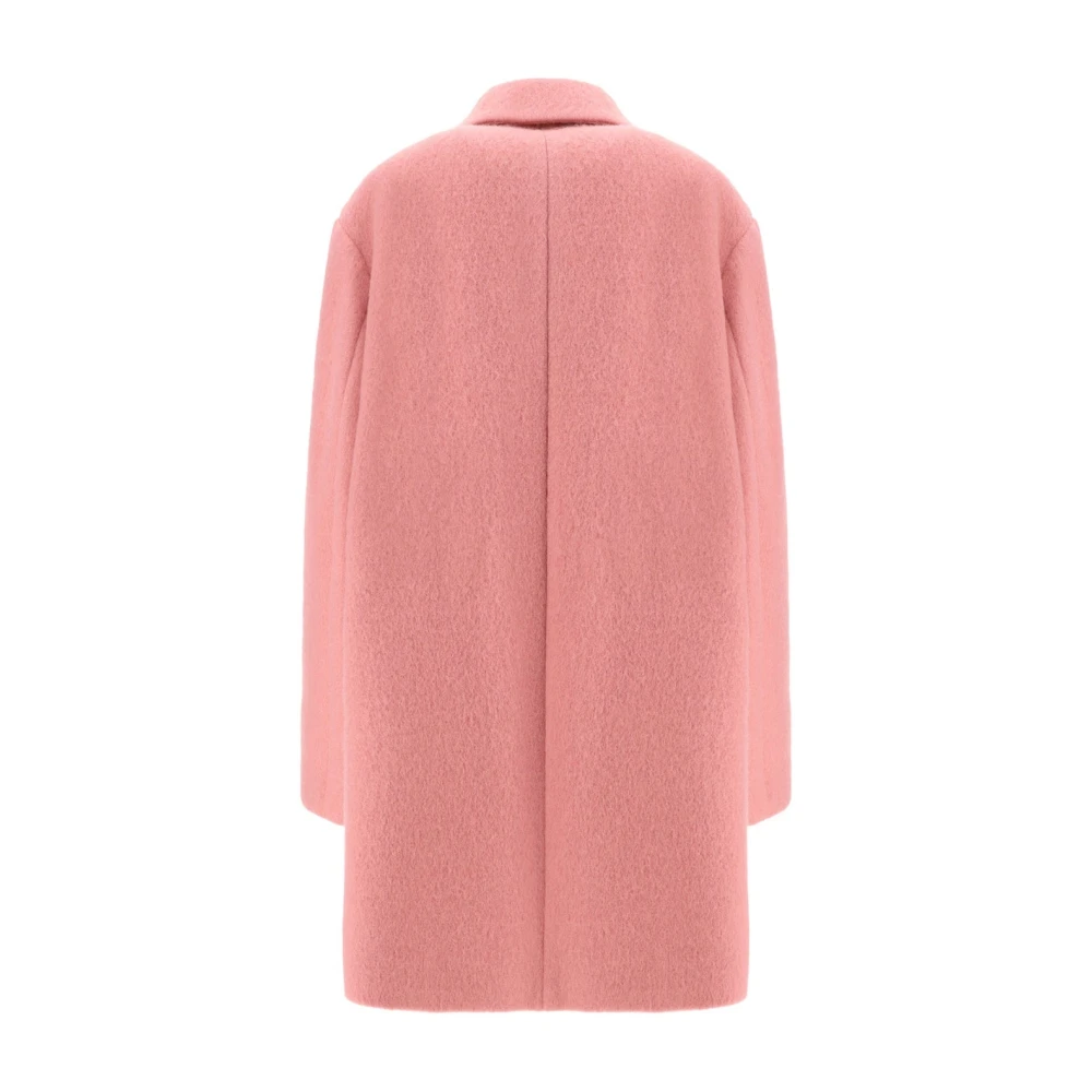 Jil Sander Wollen Kaban Jas met Mohair Mix Pink Dames