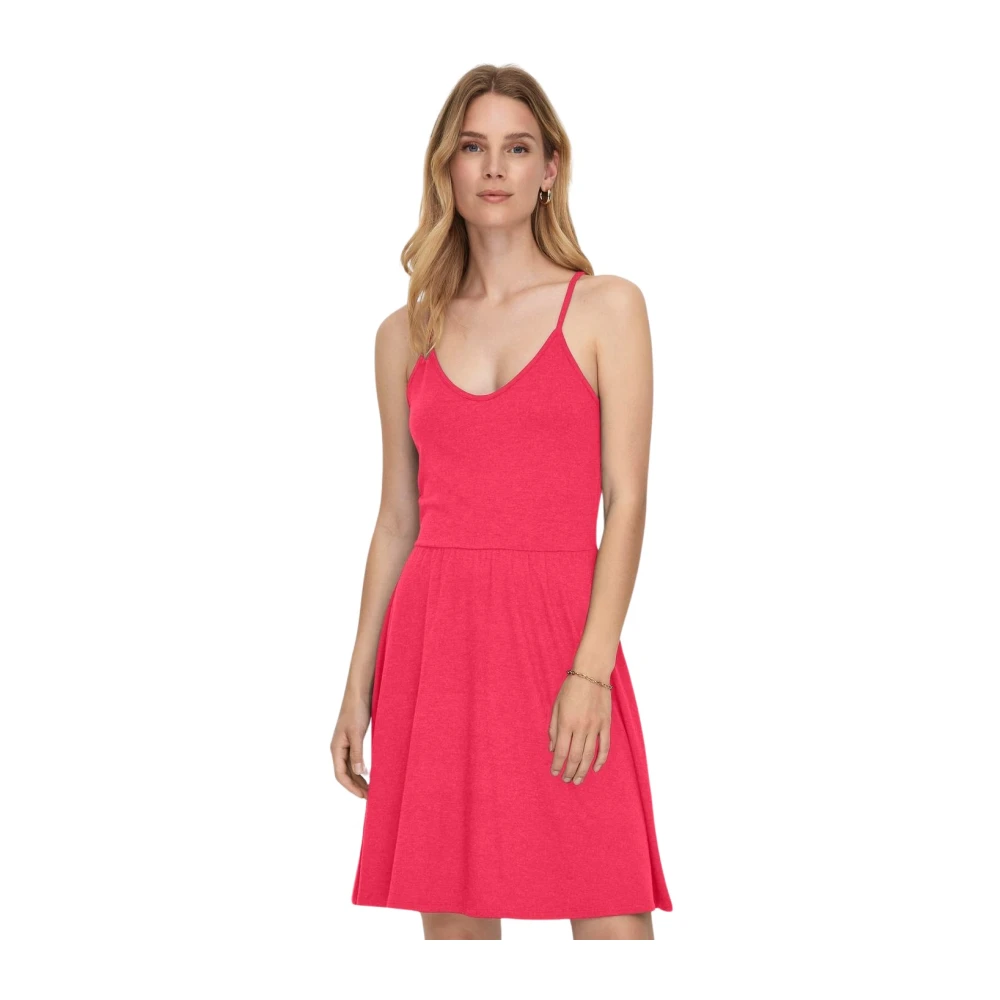 Only V-hals jurk voor vrouwen Pink Dames
