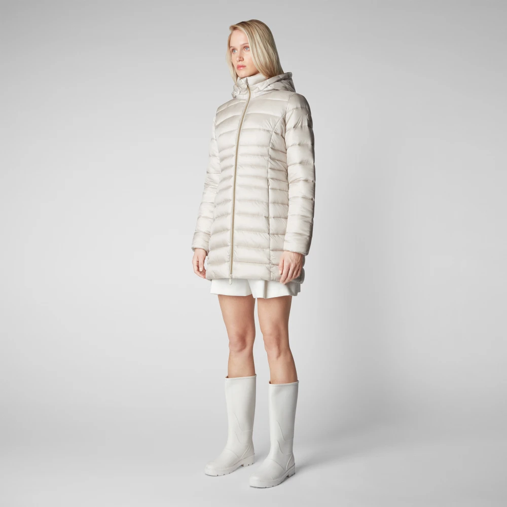 Save The Duck Lange Gewatteerde Reese Jas Beige Dames