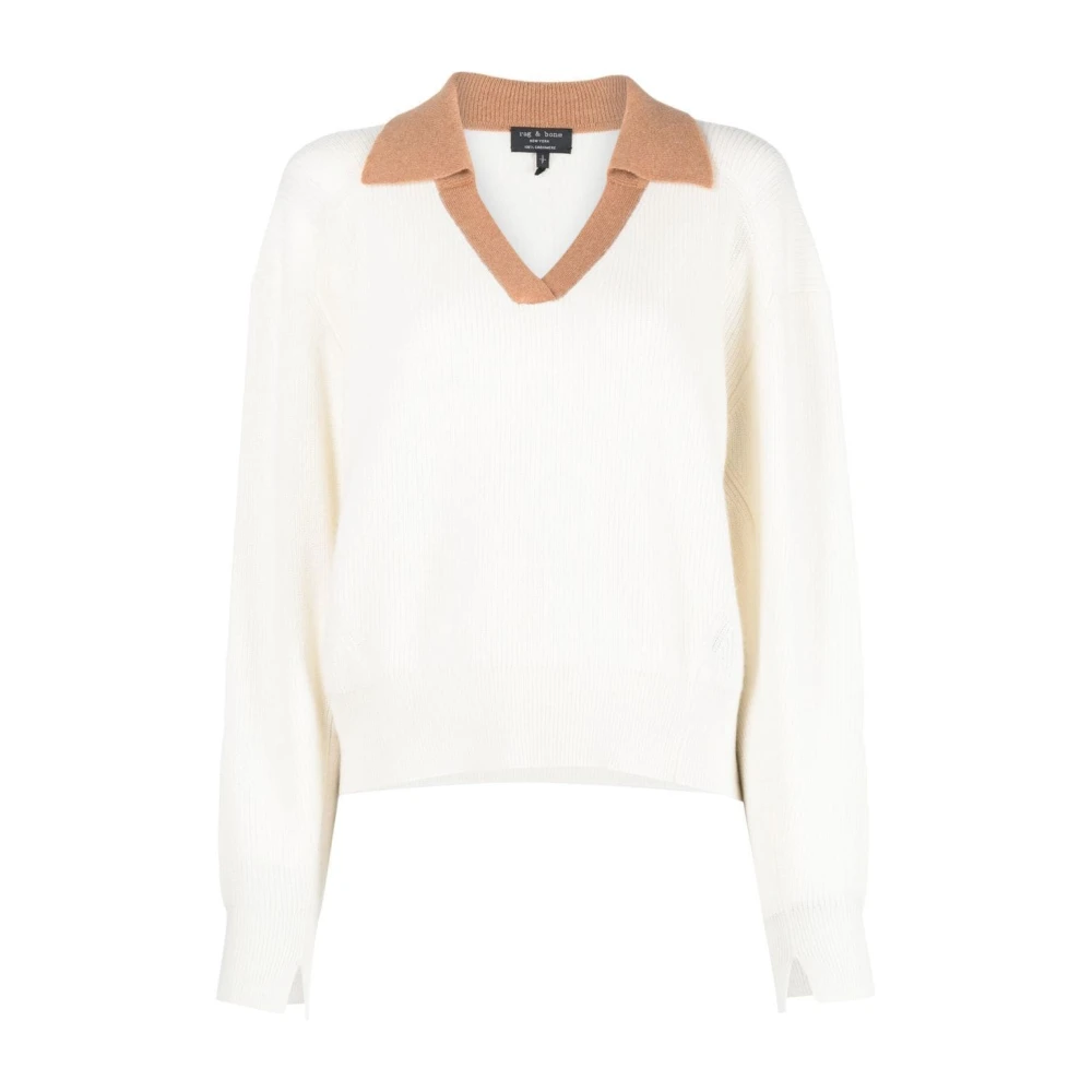 Beige Cashmere Polo Sweater