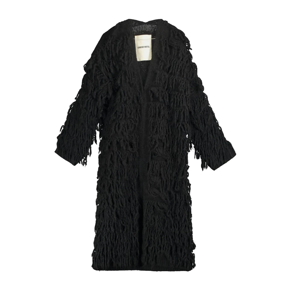 Circus Hotel Fluffy Lang Shaggy Coat Black Dames