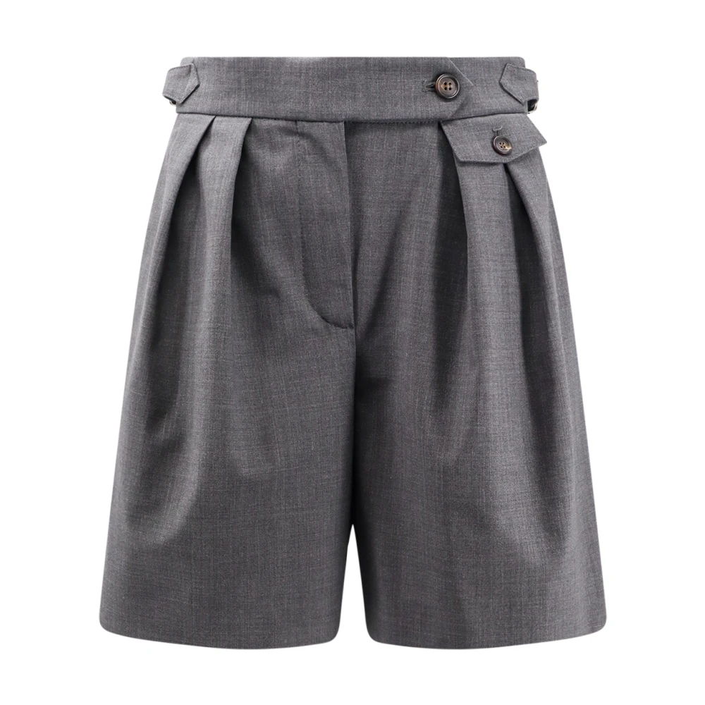 BRUNELLO CUCINELLI Wollen Bermuda Shorts met Plooien Gray Dames