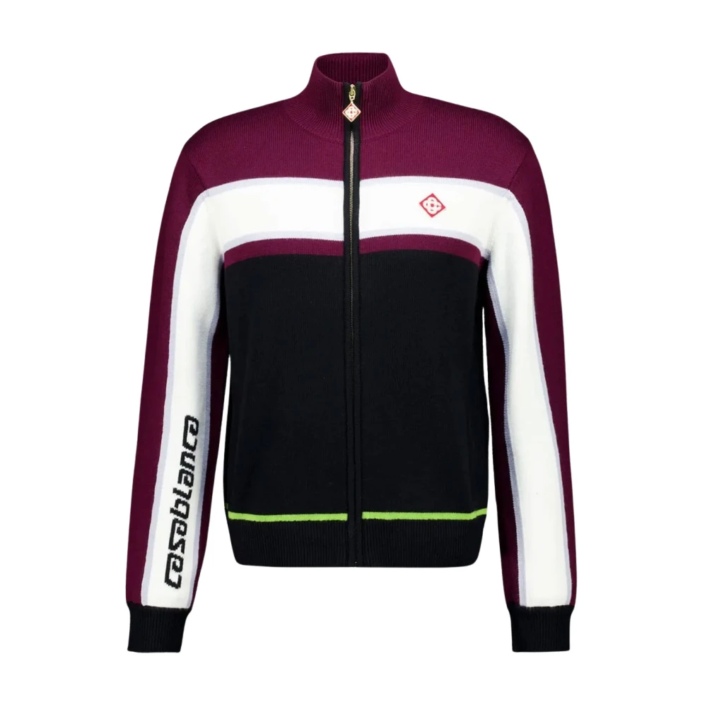 Casablanca Men's Multicolor Training Jackets, M, Stripe Merino Knit Track Jacket
