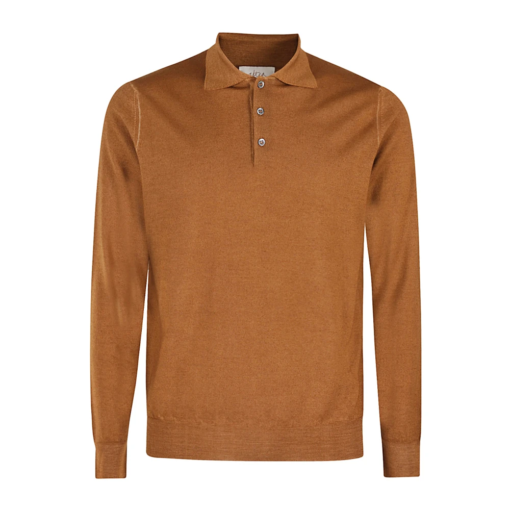 Altea Merino Wol Steenkleur Polo Shirt Brown Heren