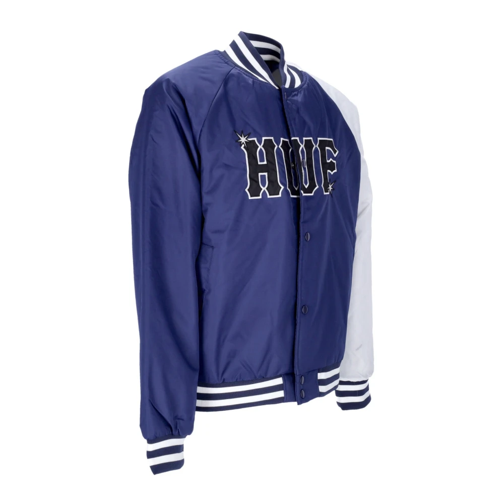 HUF Gewatteerde Satijnen Baseballjas in Marineblauw Blue Heren