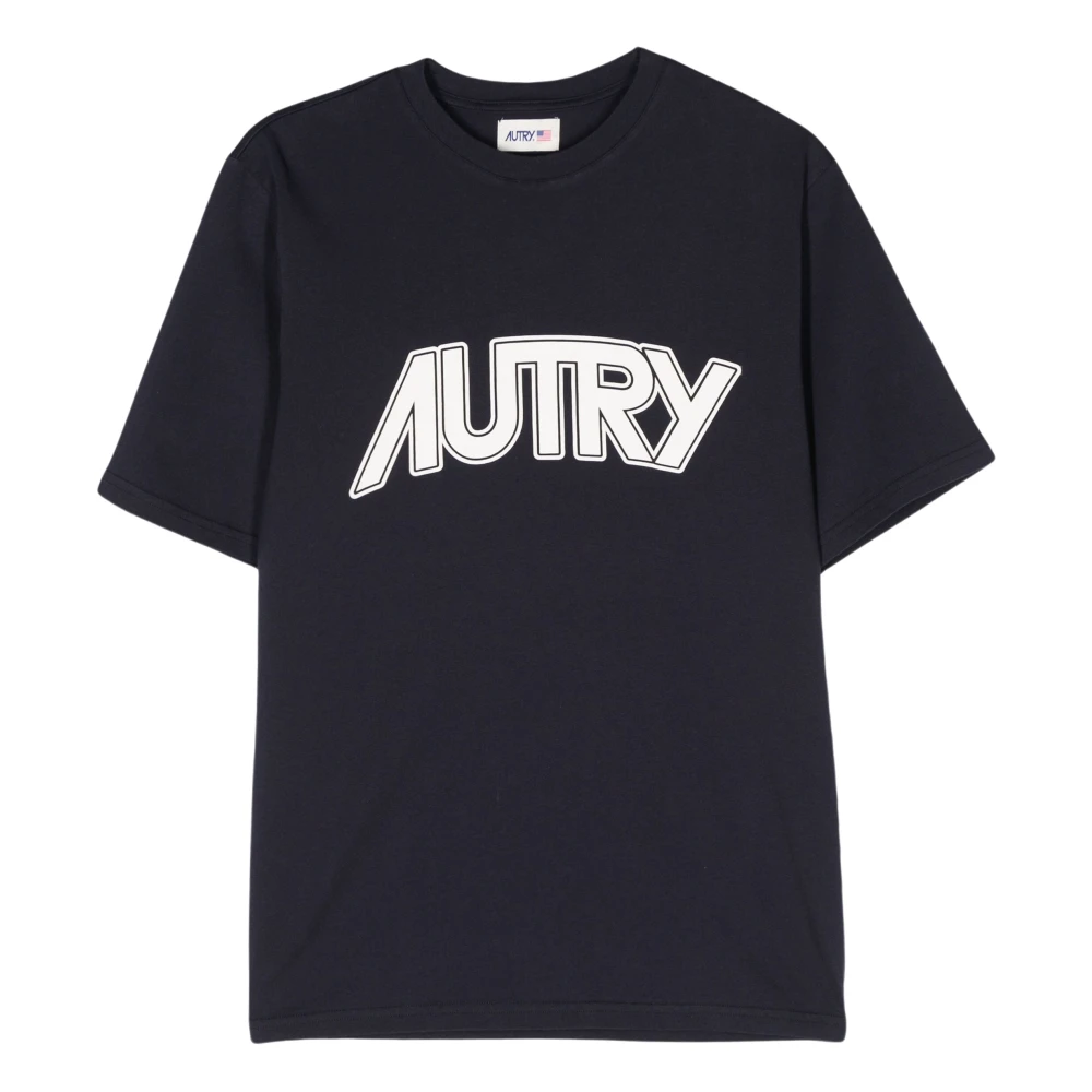 Autry Blauwe Logo Print T-shirts en Polos Blue Heren