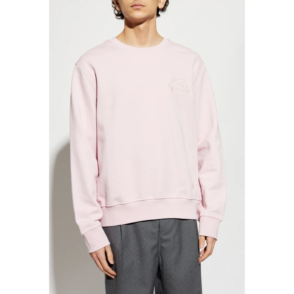 ETRO Katoenen sweatshirt met geborduurd logo Pink Heren