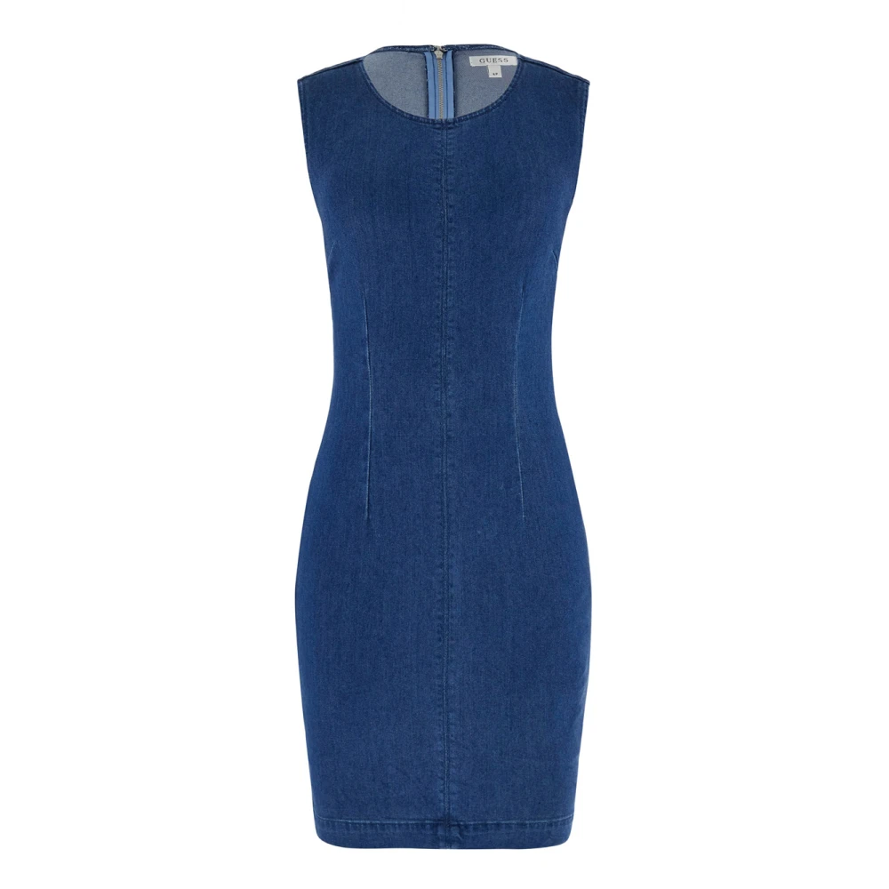 Guess Blue Short Dresses, Female, Xl, Dahlia Denim Mini Dress