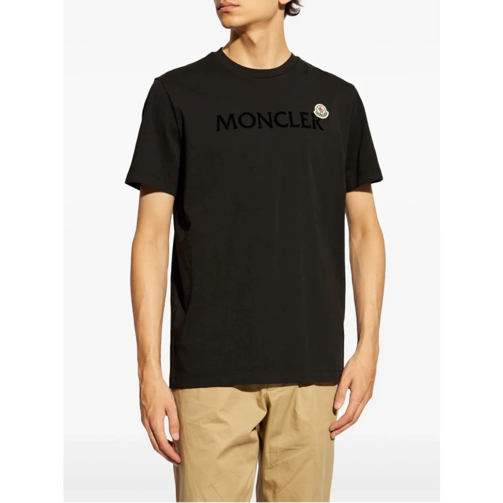 Moncler Korte mouw T-shirt van katoen Black Heren