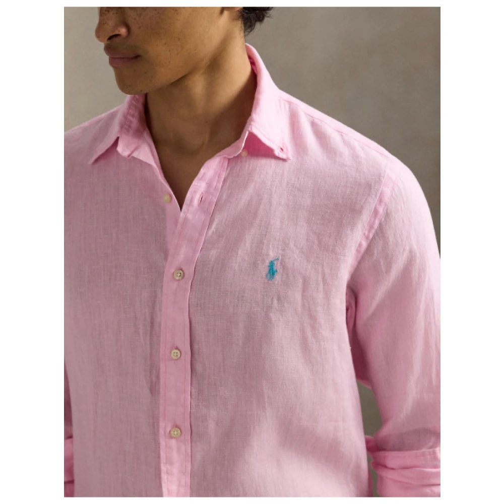Polo Ralph Lauren Custom Fit Linnen Overhemd Pink Heren