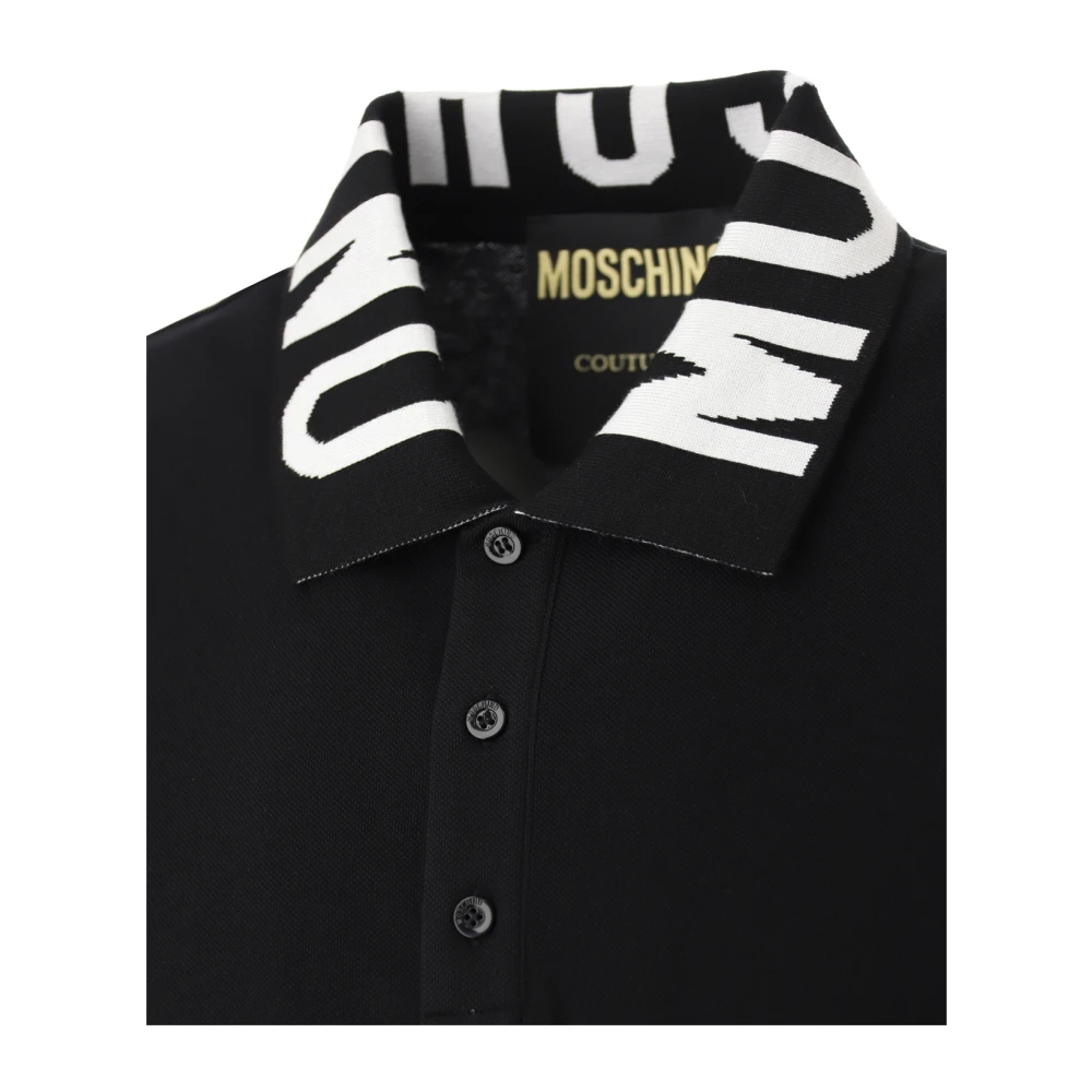 Moschino Geborduurde Hals Polo Shirt Black Heren