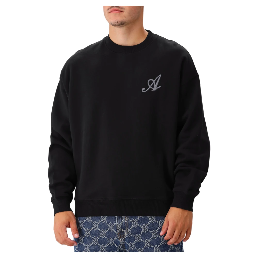 Axel Arigato Svart Broderad Sweatshirt Klassisk Stil Black, Herr