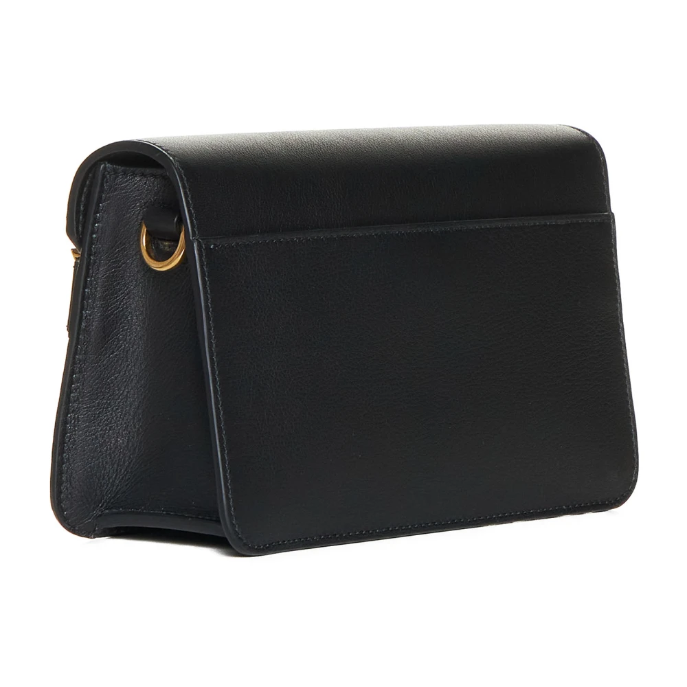 Bally Zwarte leren schoudertas met gouden logo Black Dames