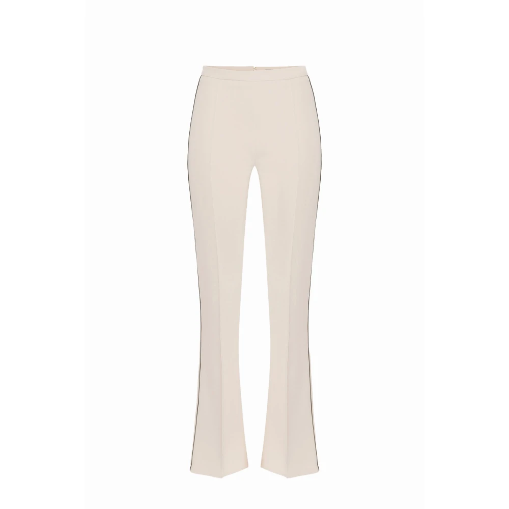 Elisabetta Franchi Wijde Pijp Stretch Crepe Broek Beige Dames