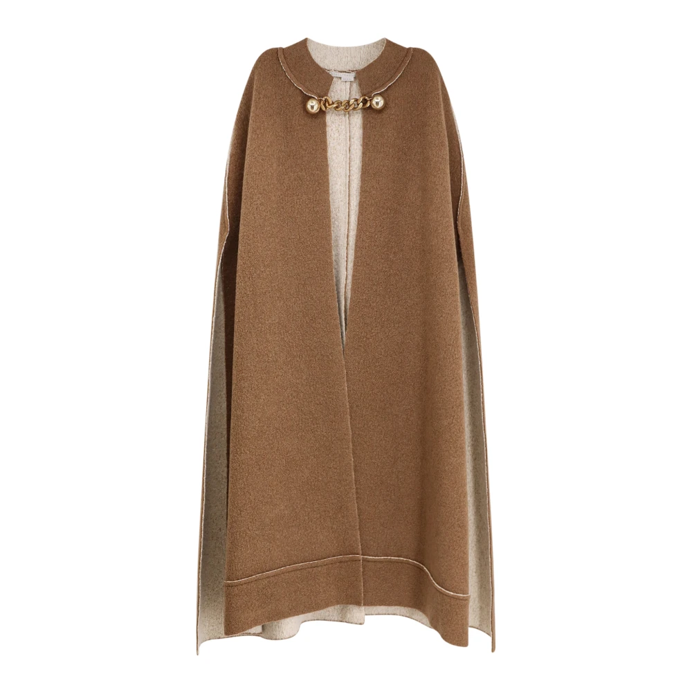 Stella Mccartney Wollen cape met metalen details Brown Dames