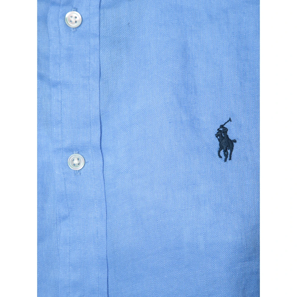 Polo Ralph Lauren Blauw linnen overhemd met iconisch logo Blue Dames