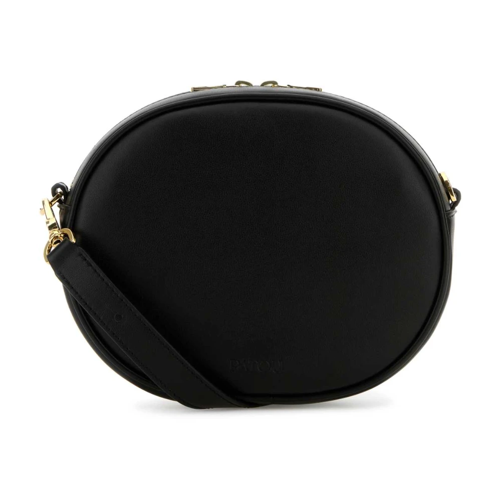 Patou Stijlvolle zwarte leren schoudertas Black Dames