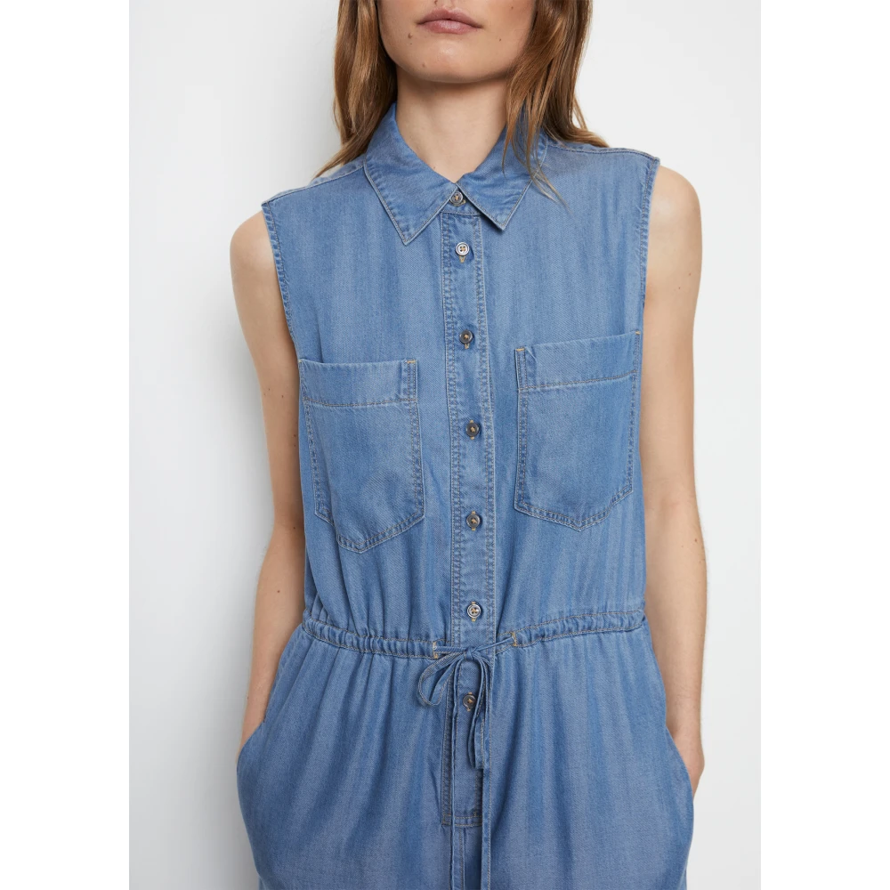 Marc O'Polo Mouwloze jumpsuit met rechte pijpen Blue Dames