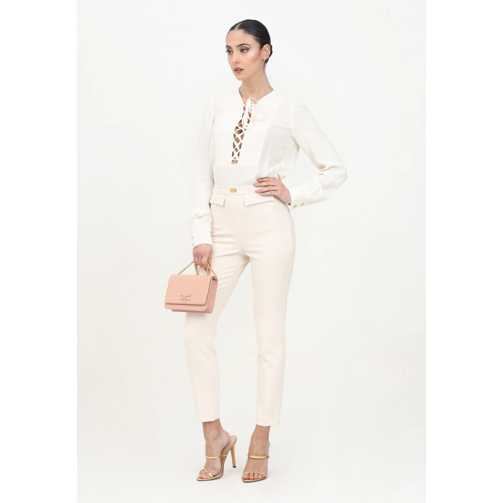 Elisabetta Franchi Elegante Witte Broek Lente Zomer White Dames