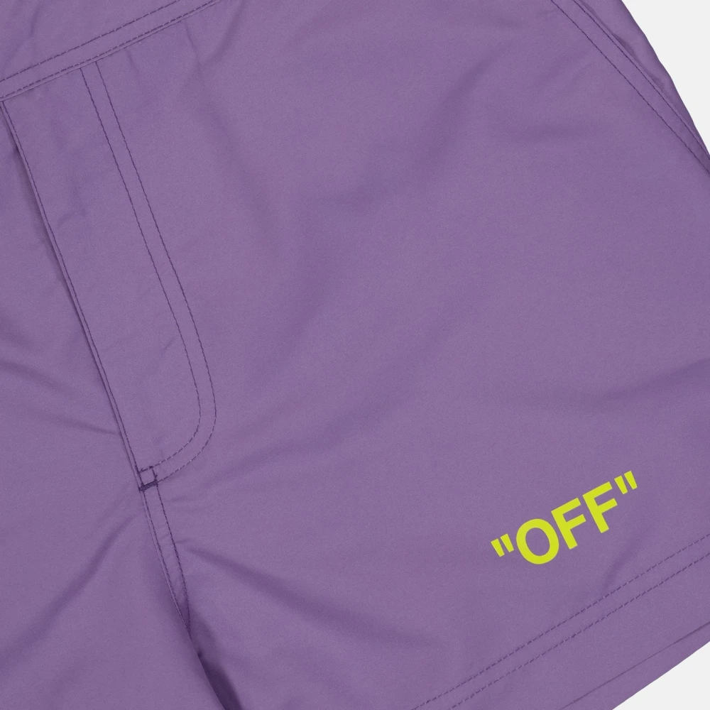 Off White Casual Logo Shorts met Zakken Purple Heren