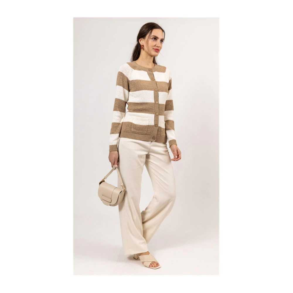 Roberto sarto Gestreepte Vest Woestijn Offwhite Multicolor Dames