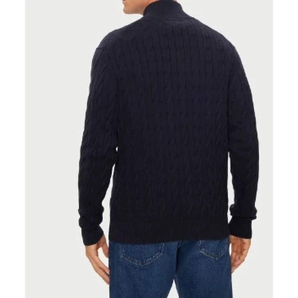 Tommy Hilfiger Klassieke Katoenen Kabelrits Trui Blue Heren