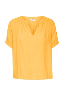 Amber Yellow Linneblus med Puffärmar
