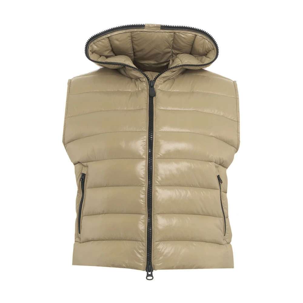 Save The Duck Gewatteerde Eco Donsvest met Logo Beige Dames