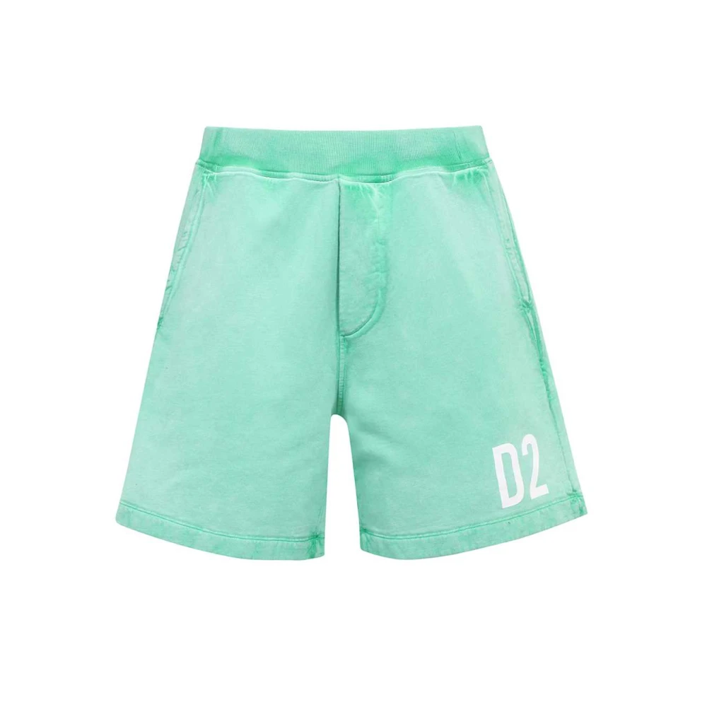 Dsquared2 Katoenen Bermuda Shorts met zijzakken Green Heren