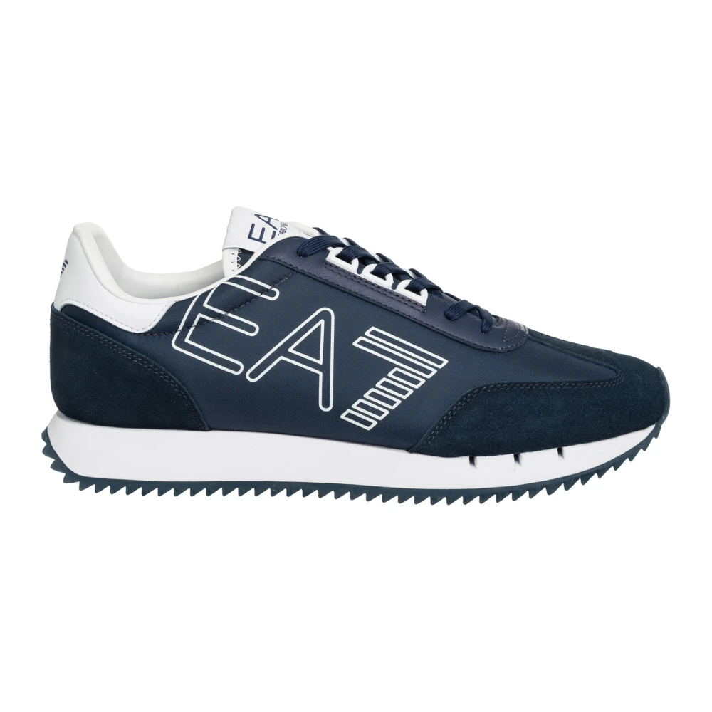 Emporio Armani Ea7 Mannelijk Blauw Schoenen Heren, 40 Eu, Multicolor Vetersluiting Sneakers