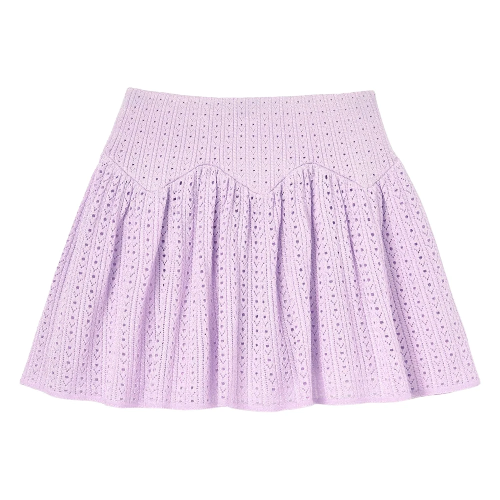 Self Portrait Kids Skirts, Female, 4 Y, Girls Pointelle Ribbed Knit Skirt In Purple