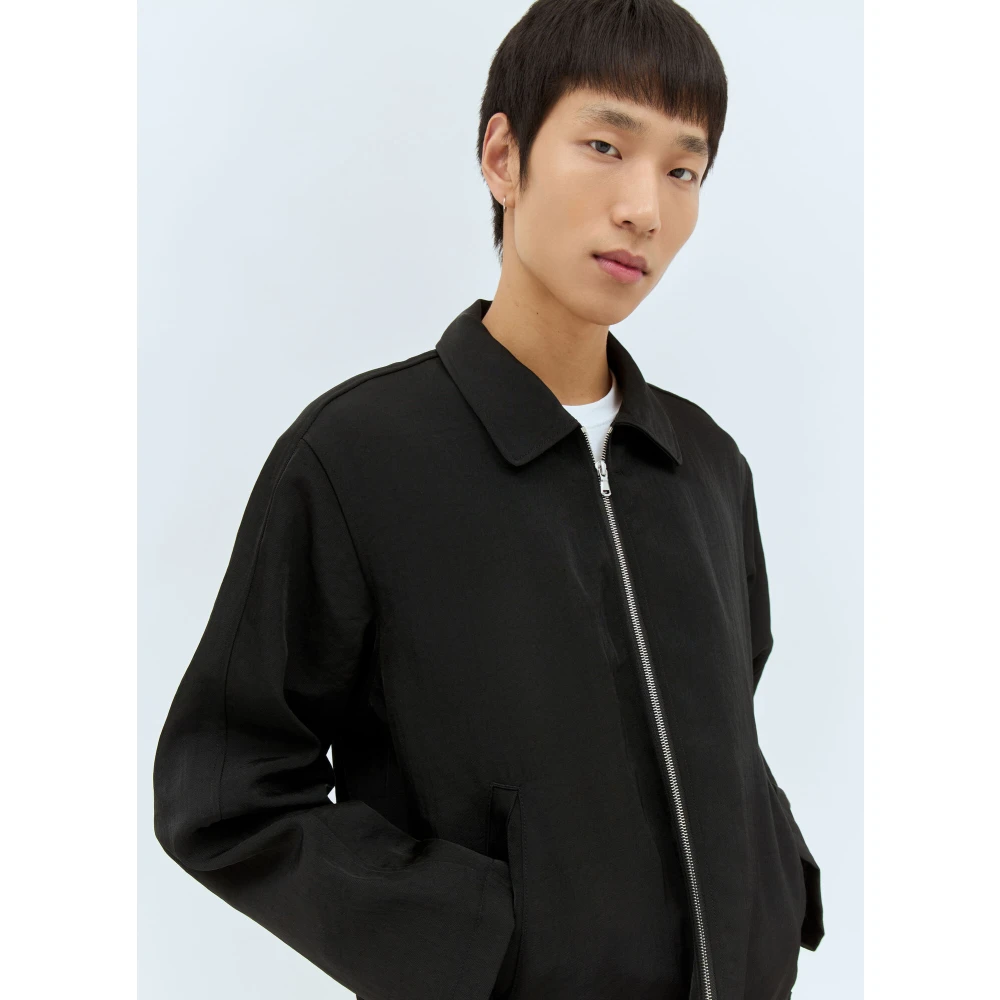 Stüssy Glanzende Twill Zip-Up Jas Black Heren