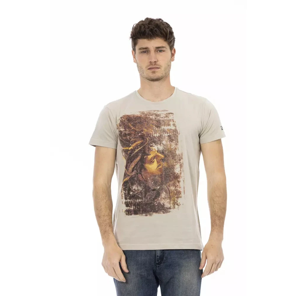 Trussardi Mannelijk Beige Tops Heren, 2XL, Katoen, Action T-Shirt Met Korte Mouwen
