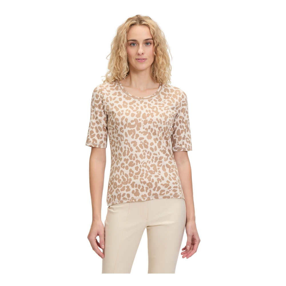 Betty Barclay Geribbeld Basic Shirt met dierenprint Beige Dames