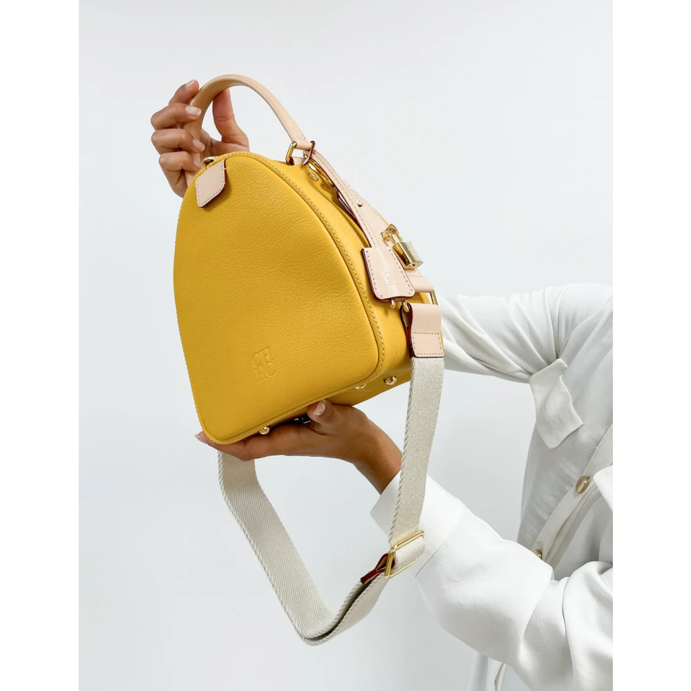 Carolina Herrera Vergrendelde Mimosa Leren Tas Yellow Dames