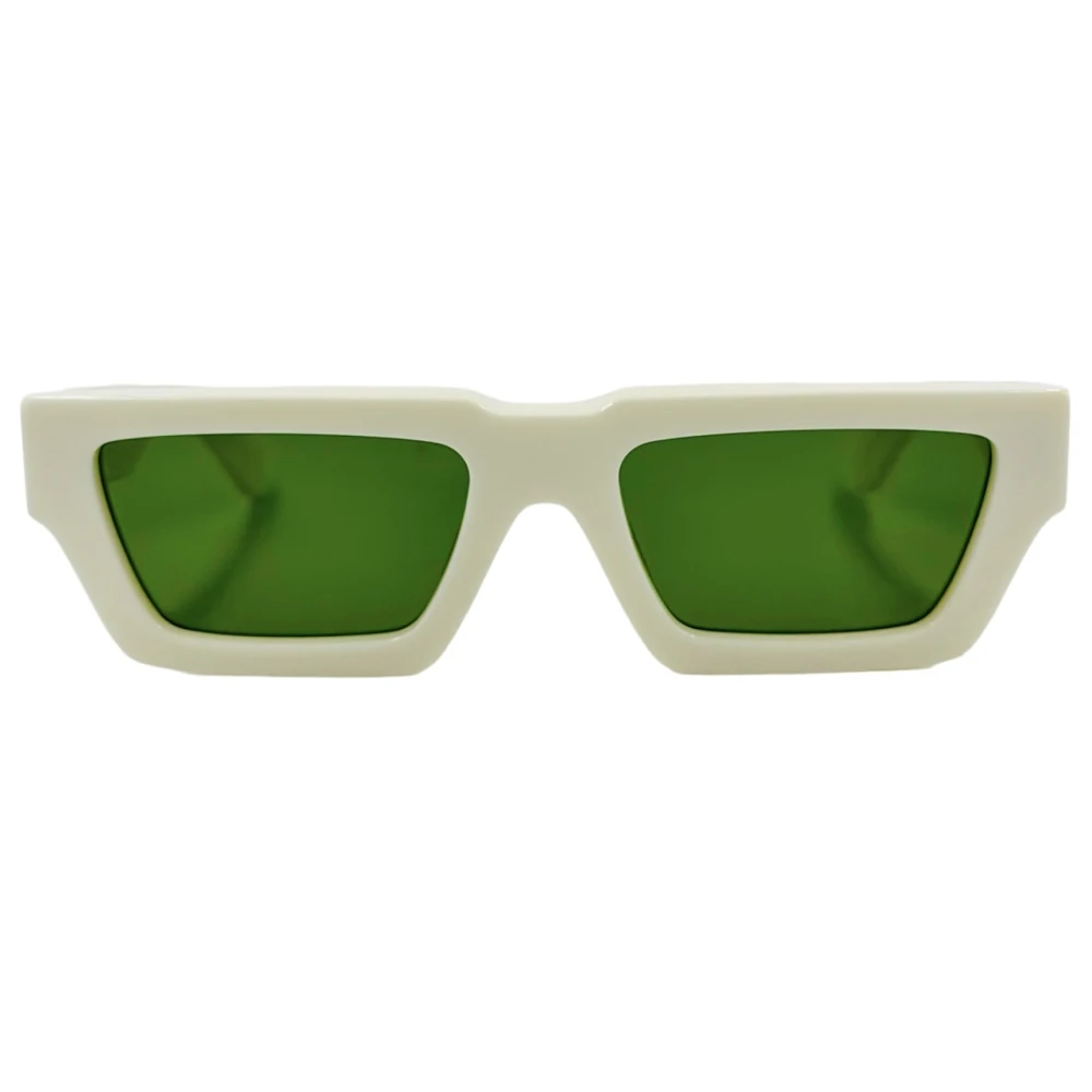 Manchester Solbriller - Hvit, Grønne Linser