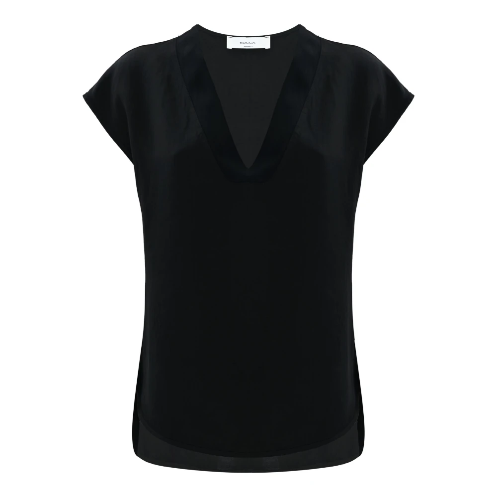 Kocca Elegante blouse met korte mouwen Black Dames