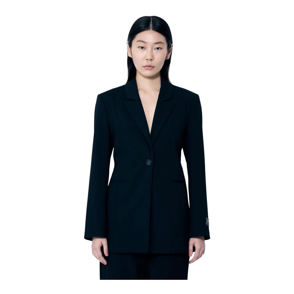 Ganni Twill Suiting Blazer met Verstelbare Taille Black Dames