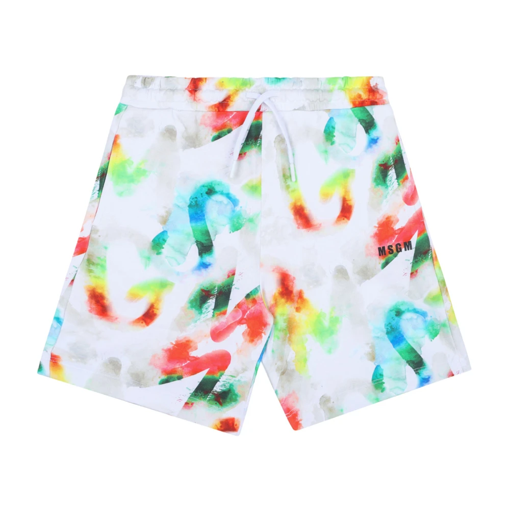 Msgm Unisex Kids Multicolor Shorts, 12 Y, Kids Multicolour Cotton Shorts With Logo
