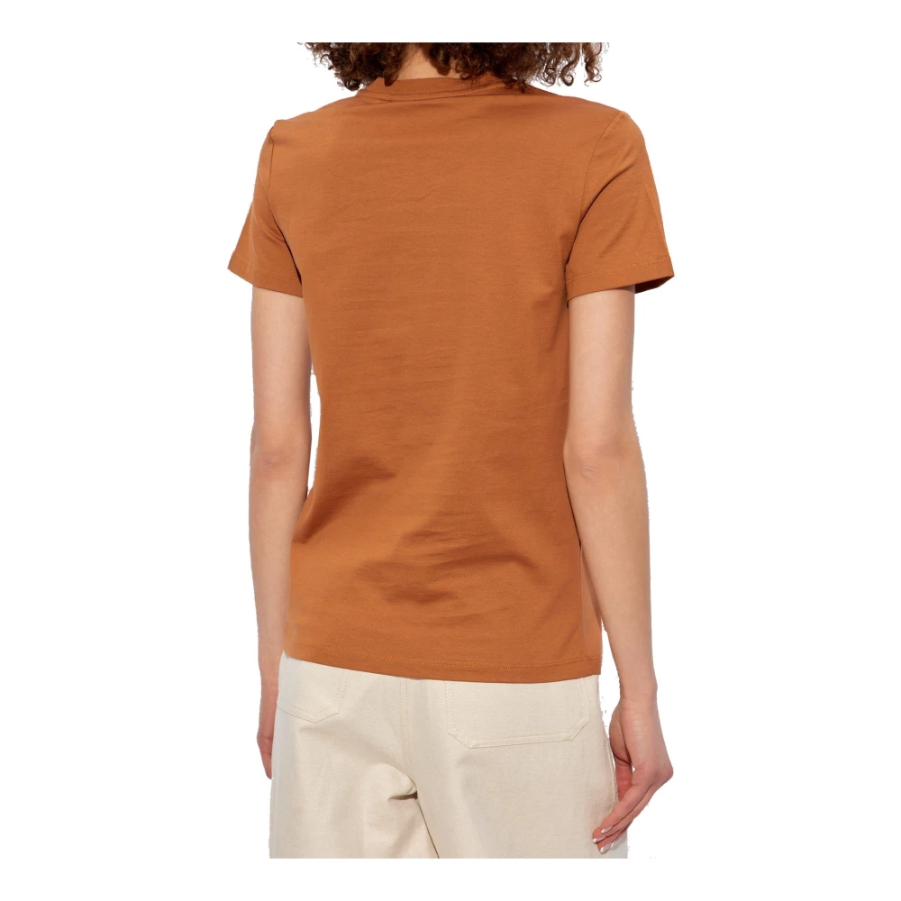 Max Mara Bruin Katoenen Logo T-Shirt Brown Dames