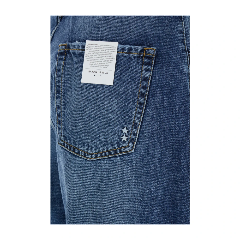 Icon Denim Wijde pasvorm Denim Jeans met Logopatch Blue Dames