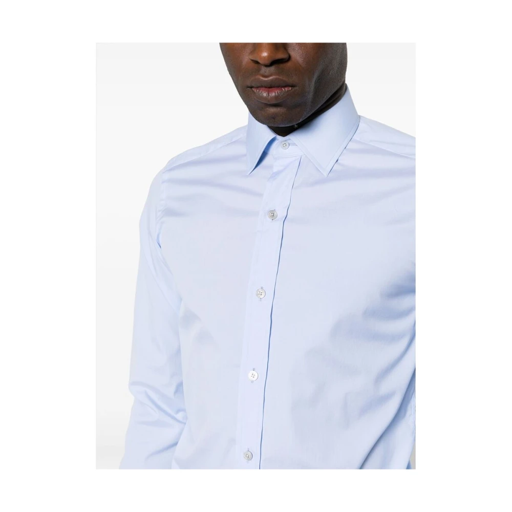 Tom Ford Blauw Katoenen Klassiek Overhemd Blue Heren