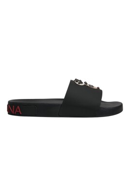 black-leather-slip-on-sandals-beachwear-shoes