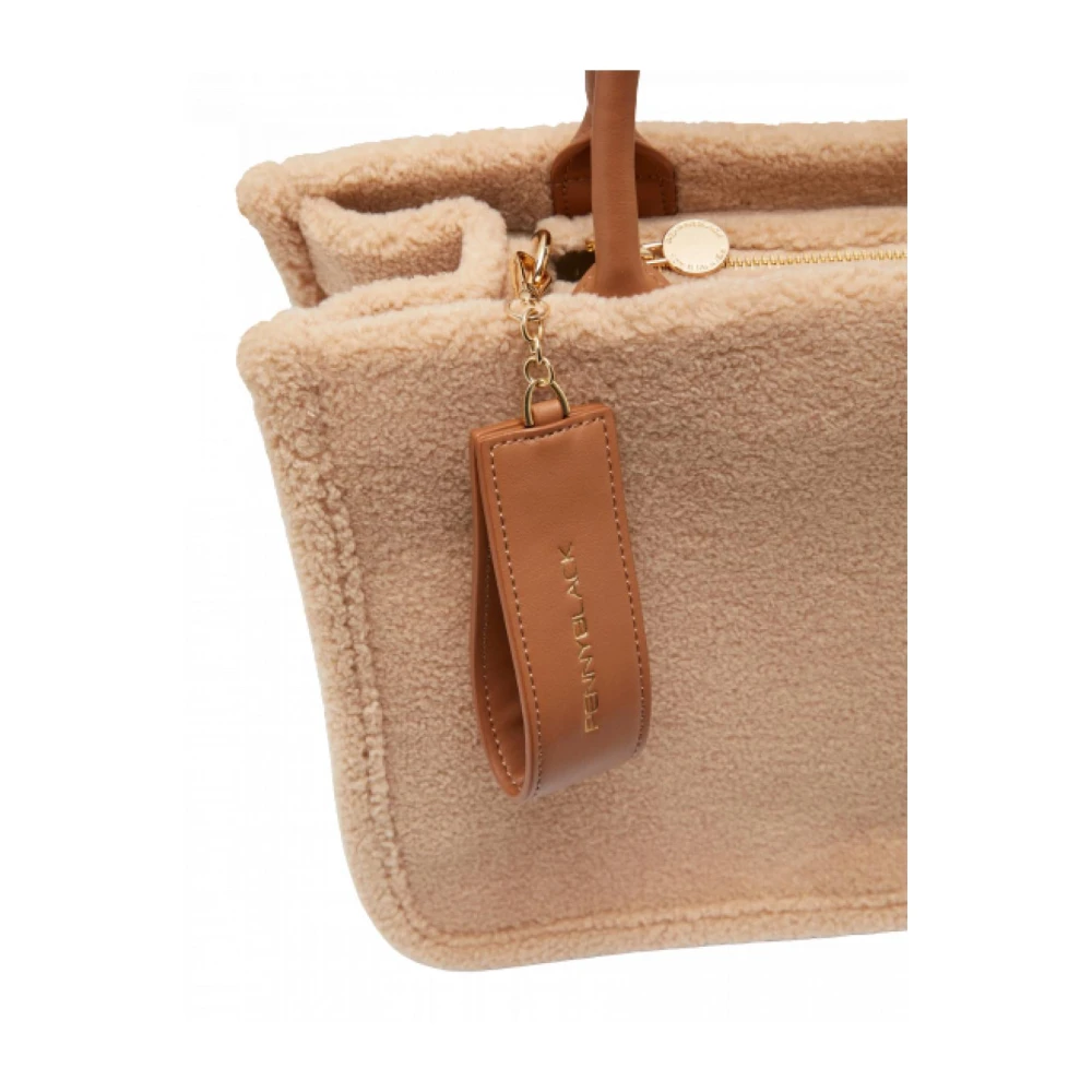 Pennyblack Gestructureerde pluche Shopper met afneembare sleutelhanger Beige Dames