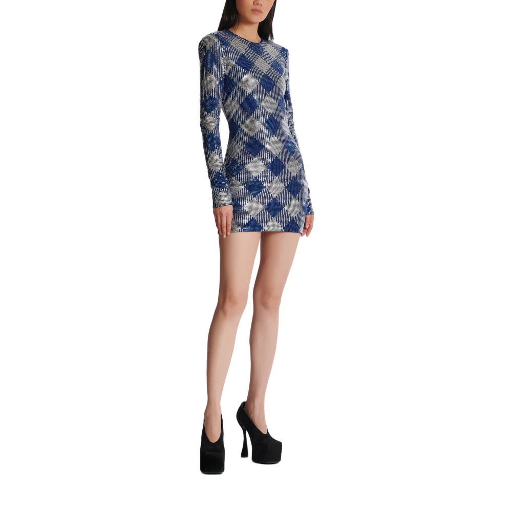 Balmain Gingham strassjurk Blue Dames