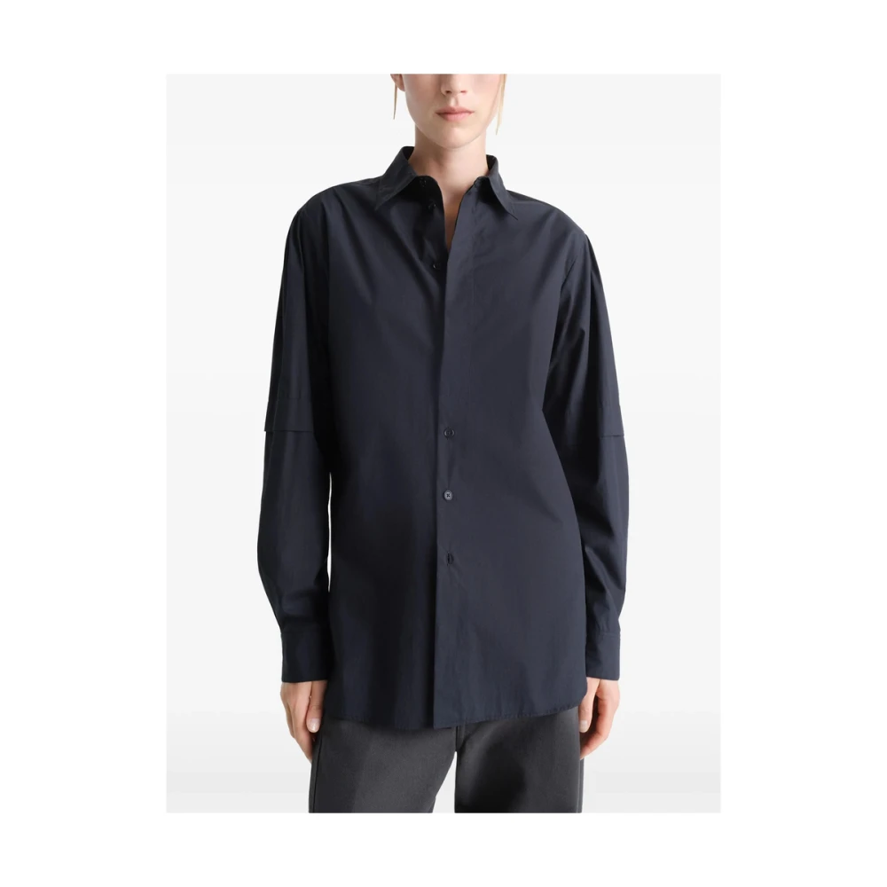 Lemaire Zwarte Button-Up Overhemd met Klassieke Kraag Black Dames